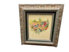 VINTAGE MID-CENTURY SIGNED ORIGINAL OIL ON BOARD PAINTING OF FLOWER BOUQUET