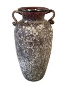 MID-20TH CENTURY MURANO SCAVO GLASS VASE HAND BLOWN ITALIAN ART GLASS AMETHYST VASE, ROUGH FINISH