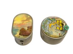 VINTAGE COLLETIBLES INCLUDING THORENS SWISS WIND-UP MUSIC BOX AND SEASCAPE COIN BOX