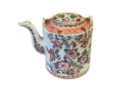 FLORAL LOWSTOFT ORIENTAL FLORAL TEAPOT WITH GILT ACCENTS