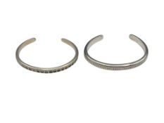 TWO VINTAGE NAVAJO STERLING SILVER STAMPED CUFF BRACELETS