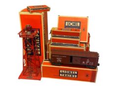 VINTAGE LIONEL 1950'S POSTWAR MODEL TRAIN CARS AND ACCESORIES EACH IN ORIGINAL BOX 