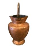 19TH CENTURY ITALIAN HAND HAMMERED COPPER WATER JUG WITH FIXED HANDLE AND TWO SPOUTS