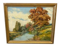1948 M. WACHOWIAK ORIGINAL OIL ON CANVAS BOARD LANDSCAPE PAINTING