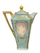JEAN POUYAT LIMOGES FENCH PORCELAIN CHOCOLATE POT CIRCA 1920'S ART DECO PERIOD WITH GILT ACCENTS