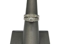 14K WHITE GOLD DIAMOND WEDDING ENGAGEMENT SET FEATURING A .50CT CENTER DIAMOND