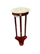MARBLE TOPPED CHERRY-STAINED PLANT STAND