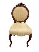 ANTIQUE CARVED WOOD FRAME MEDALLION BACK SIDE CHAIR