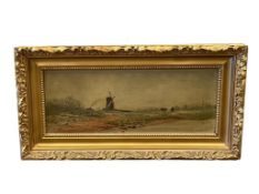 ANTIQUE EUROPEAN DUTCH ORIGINAL OIL PAINTING ON CANVAS IN GILT GESSO WOOD FRAME