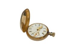 ANTIQUE 14K YELLOW GOLD POCKET WATCH CASE WITH 1882 WALTHAM ROYAL SEVEN JEWELS POCKET WATCH