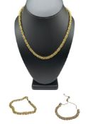 THREE PIECE SET OF ITAOR GOLD VERMEIL STERLING SILVER BYZANTINE LINK JEWELRY INCLUDING NECKLACE