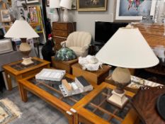 PAIR OF ELEGANT HOME DECOR ARTICHOKE DESIGN TABLE LAMPS WITH BIEGE SHADES