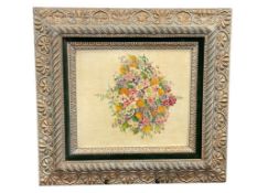 VINTAGE MID-CENTURY SIGNED ORIGINAL OIL ON BOARD PAINTING OF FLOWER BOUQUET