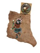 SOHU HOPI STAR KATCHINA PAINTING ON SANDSTONE BY P.T. ROTH & MERCY PHOENIX, AZ, MARKED ON REVERSE