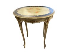 VINTAGE THE GRAND RAPIDS FURNITURE HAND PAINTED SOLID WOOD ACCENT TABLE WITH OVAL SHAPE AND FLOWERS