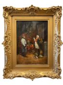ANTIQUE CIRCA 1800'S ORIGINAL OIL PAINTING ON CANVAS MILITARY FIGURES SIGNED BY ARTIST