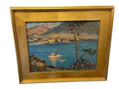 FRANK M MOORE ENGLISH, CALIFORNIA AND HAWAII ARTIST OIL ON BOARD TITLED 