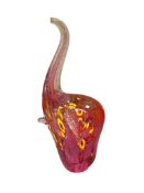 STUDIO HAND BLOWN ART GLASS ELEPHANT GLASS SCULPTUE WITH MILLEFIORI MULTICOLOR BEADS