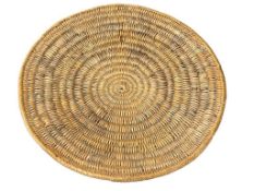 CIRCA 1900'S KLAMATH / MODOC TRIBE POLYCHROME HAND WOVEN GAMBLING TRAY