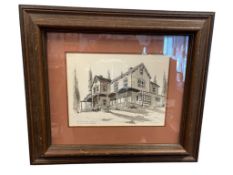 ORIGINAL INK DRAWING OF THE BLISS HOUSE IN CARSON CITY, NEVADA BY LISTED ARTIST THELMA CALHOUN