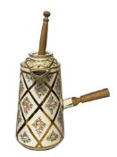 LATE 19TH CENTRUY EARLY 20TH CENTURY FRENCH CHOCOLATIERE / CHOCOLATE POT WITH WOODEN MOUSSOIR
