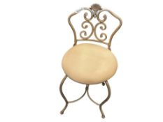 CARVEN ENTERPRISES DECORATIVE METAL VANITY CHAIR WITH PADDED UPHOLSTERED SEAT