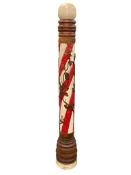 ANTIQUE LATE 1800'S NORTHEAST AMERICAN TURNED WOOD AND POLYCHROME HANDPAINTED BARBER POLE