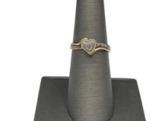 10K YELLOW GOLD DIAMOND HEART RING FEATURING ROUND CUT DIAMONDS