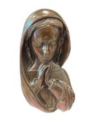 MADONNA DE LA PIETA HEAVY CARVED WOOD RELIEF SCULPTURE REPRESENTING VIRGIN MARY