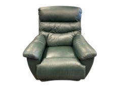 LA Z BOY GREEN LEATHER ROCKING RECLINER / CHAIR LIVING ROOM FURNITURE