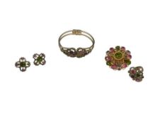 SARAH COVENTRY DESIGNER SIGNED BRACELET, EARRINGS, RING, AND BROOCH SET