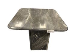 SQUARE GRANITE TWO PIECE STONE SIDE TABLE, GREY IN COLOR, SEMI-POLISHED FINISH