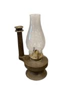 CIRCA 1870'S STEAM GAUGE TUBULAR HAND LAMP, IRWIN PATENT TIN KEROSENE LANTERN