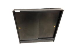 BLACK LAMINATE COMPOSITE OFFICE FURNITURE BOOKCASE WITH SLIDING DOORS