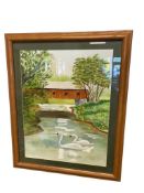 FULLER ORIGINAL WATERCOLOR ON PAPER OF SWANS