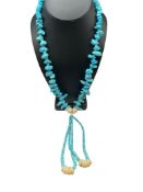 ANTIQUE NATIVE AMERICAN SPINY BLUE KINGMAN TURQUOISE AND SHELL JOCLA NECKLACE