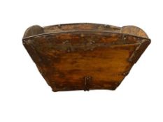 ANTIQUE 1800'S CHINESE RICE BOX FEATURING GROOVED EDGES WITH METAL REINFORCEMENTS