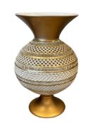 FLORENTINE HAND CRAFTED ITALIAN PORCELAIN HEAVY GILDED BITOSSI STYLE VASE
