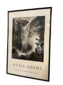 ANSEL ADAMS YOSEMITE NATIONAL PARK CENTENNIAL 1890-1990 POSTER FEATURING IMAGE OF BRIDAL VIEL FALLS