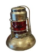 VINTAGE DIETZ NO. 40 TARFFIC GARD HIGHWAY AND UTILITY COMPANY LANTERN WITH RUBY RED GLASS GLOBE