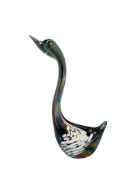PELE'S GLASS HAND BLOWN VOLCANIC ART GLASS IRIDESCENT SWAN