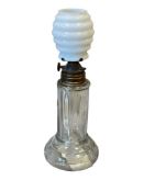 19TH CENTURY PRIDE OF AMERICA GRAND VAL'S TIME INDICTAING MINIATURE OIL LAMP BEEHIVE GLASS SHADE