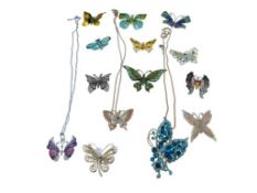 UNIQUE ARRAY OF BUTTERFLY BROOCHES AND PENDANT NECKLACES
