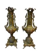 ELABORATE SPELTER GARNITURES IN REMINISCENT 19TH CENTURY FRENCH BELLE EPOQUE STYLE