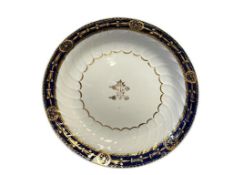 LATE 18TH CENTURY ENGLISH GEORGE III WORCHESTER PORCELAIN BOWL HEAVY GILT ACCENTS