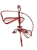 VINTAGE STAIRCASE METAL ART PLANT STAND RED IN COLOR