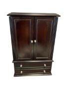 ELEGANT ESPRESSO FINISH WOODEN TABLE TOP JEWELRY ARMOIRE WITH STRORAGE DRAWERS AND REMOVABLE TRAYS