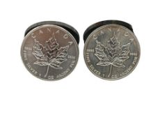 1989 AND 2011 CANADIAN $5 .999 FINE SILVER MAPLE LEAFS