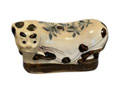 ANTIQUE CHINESE CERMIC CIZHOU WARE ANIMAL FIGURAL CAT HEADREST / PILLOW
