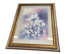 T. COCHIN JAPANESE ART PRINT OF EGRETS AND FLOWERS